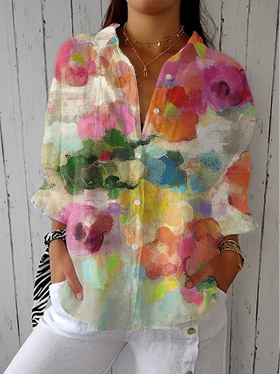 Patricia Elegant Watercolor Collar Blouse