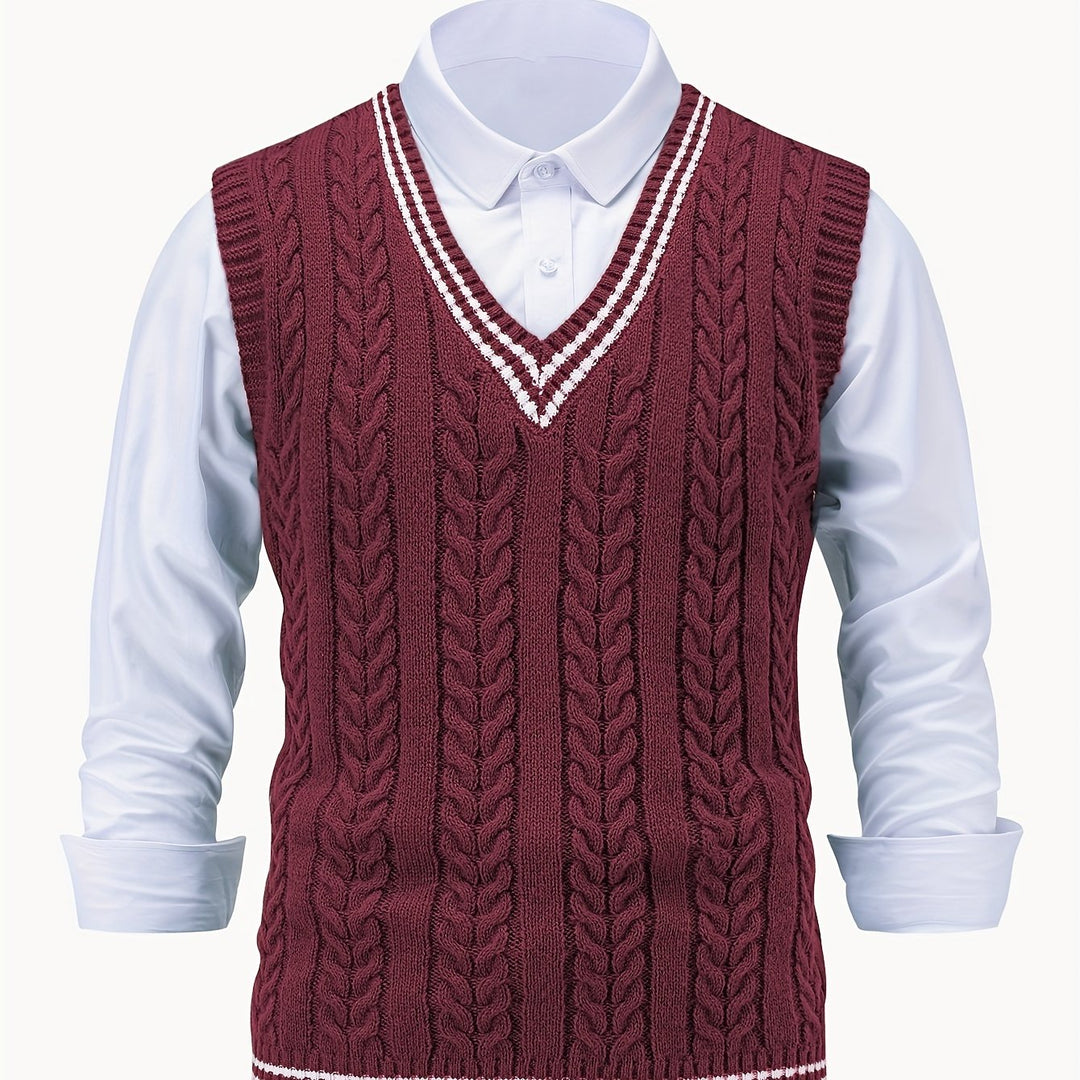 Gideon | Cable-Knit V-Neck Sweater Vest