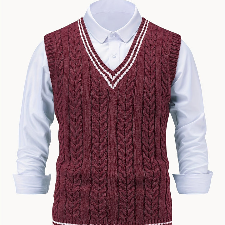Gideon | Cable-Knit V-Neck Sweater Vest