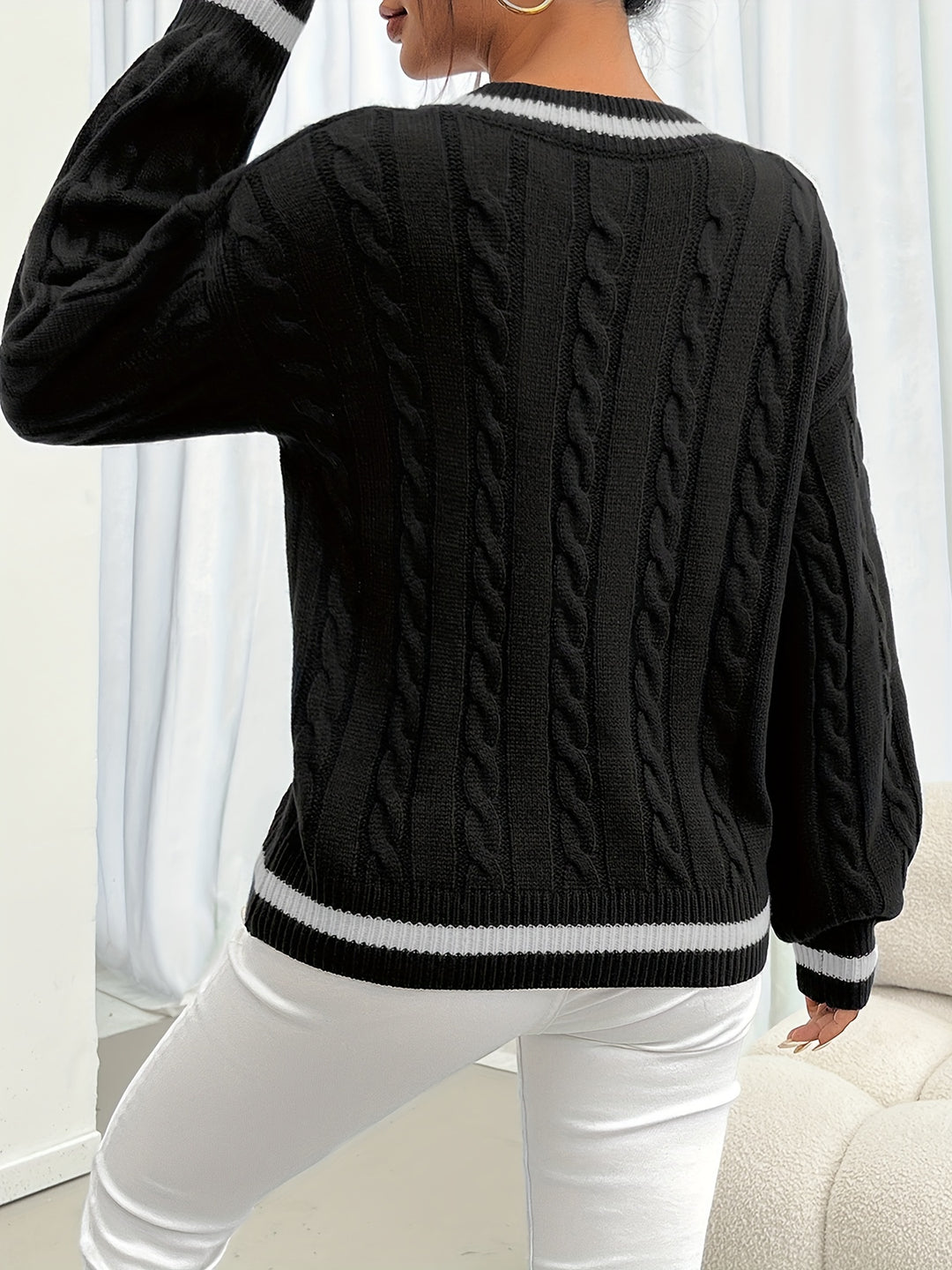 Camryn | Cable-Knit V-Neck Sweater