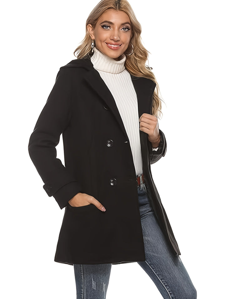 Rosanna | Hooded Double-Breasted Mid-Length Coat