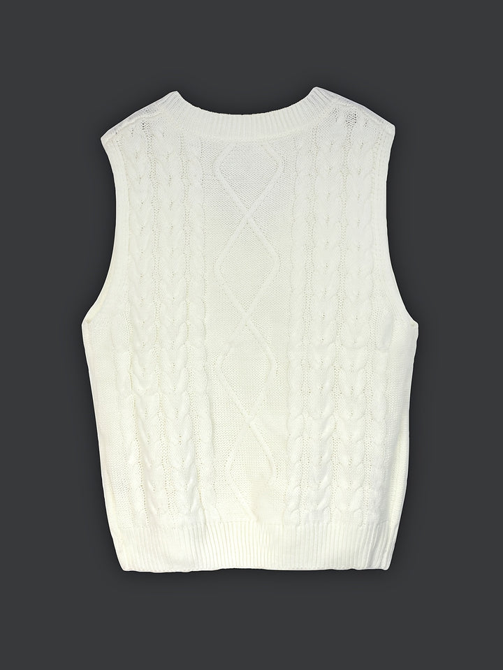 Cora | Cozy Cable-Knit V-Neck Sweater Vest