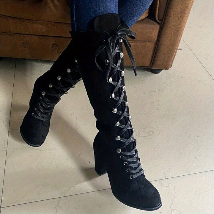 Sabine | Lace-Up Chunky-Heel Tall Boots