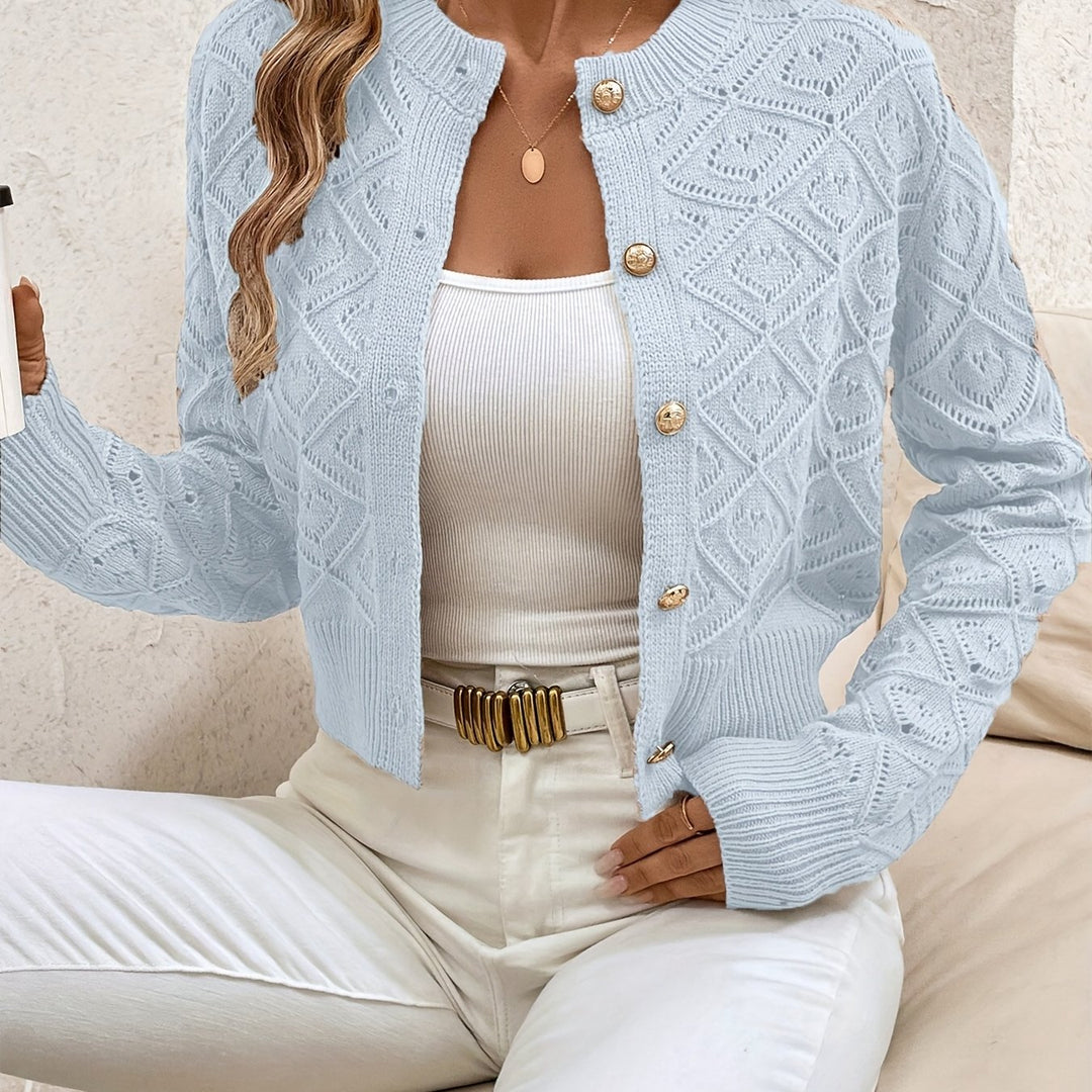 Della | Textured Button-Front Cardigan
