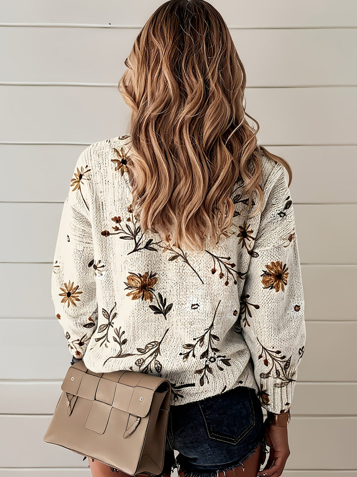 Ainsley | Floral V-Neck Sweater