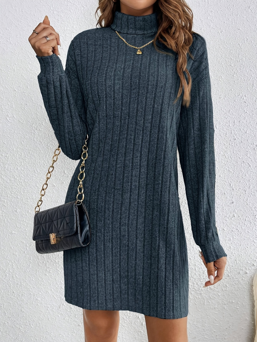 Florence | Ribbed Turtleneck Sweater Dress
