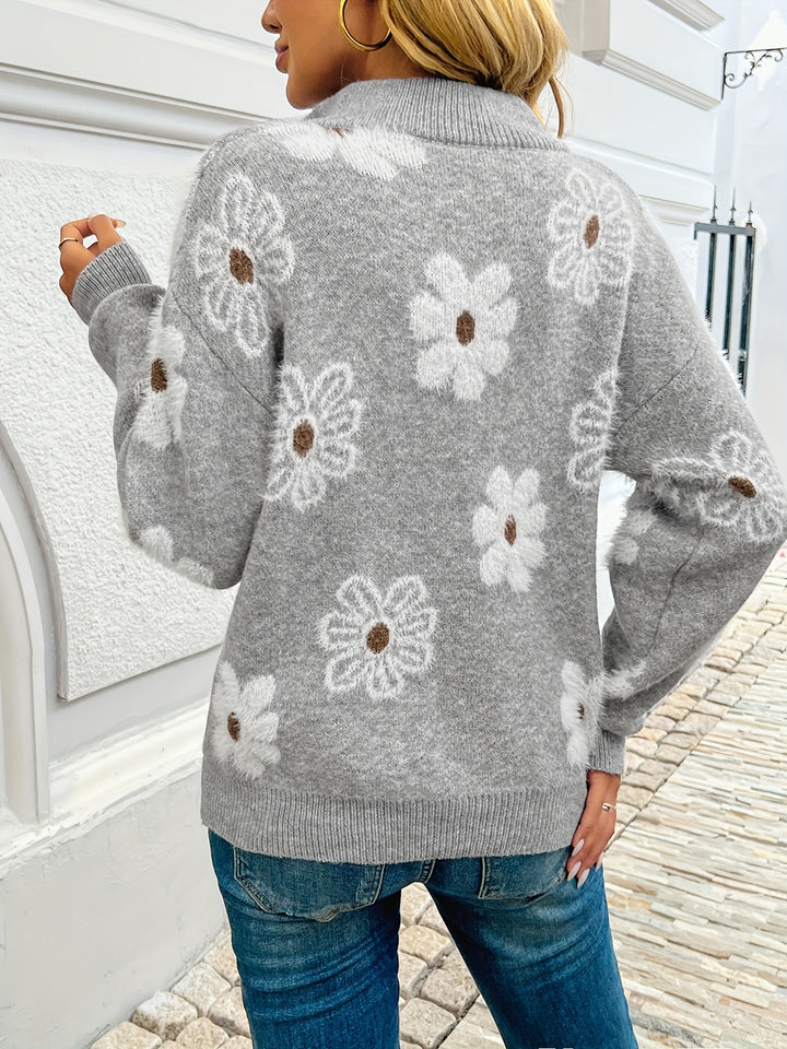 Denise | Floral Half-Zip Sweater