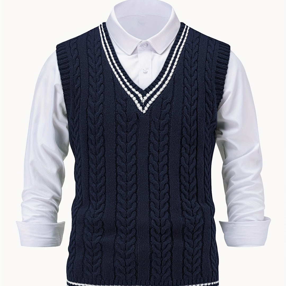Gideon | Cable-Knit V-Neck Sweater Vest