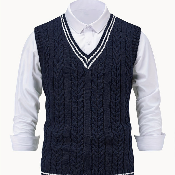 Gideon | Cable-Knit V-Neck Sweater Vest