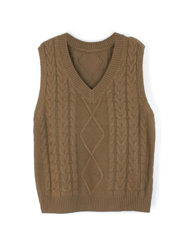 Cora | Cozy Cable-Knit V-Neck Sweater Vest
