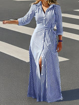 Meredith | Belted Shirt Maxi Dress