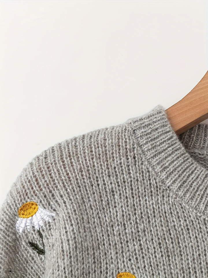 Daphne | Floral Embroidered Long-Sleeve Sweater