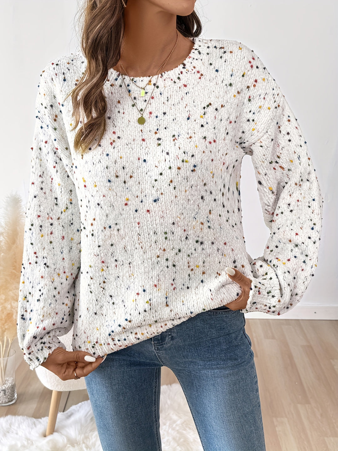 Sylvia | Speckled Round Neck Sweater
