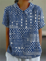 Rosie | Stylish Tribal Art Collar Shirt