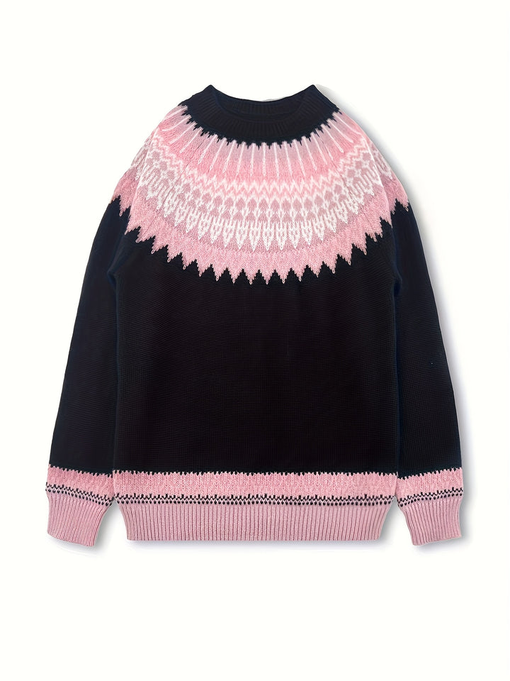 Brenna | Chunky Jacquard Round Neck Sweater