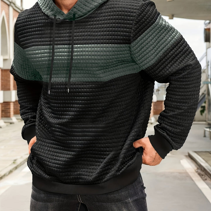 Hayes | Textured Colour-Block Hoodie