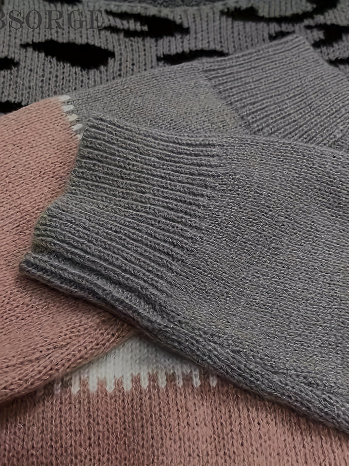 Tamsin | Patterned Colour-Block Sweater