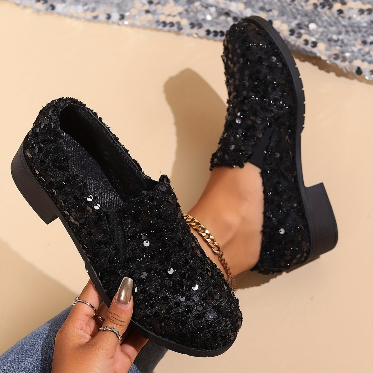Bernadette Sparkling Slip-On Loafers Detail