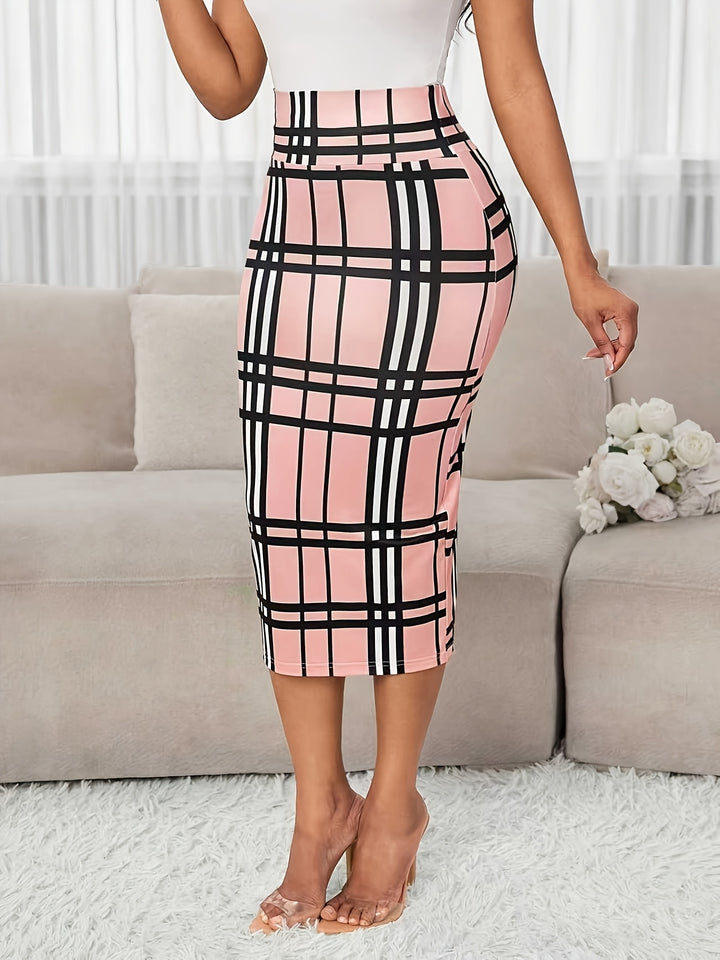 Rosa | Refined Plaid Pencil Skirt