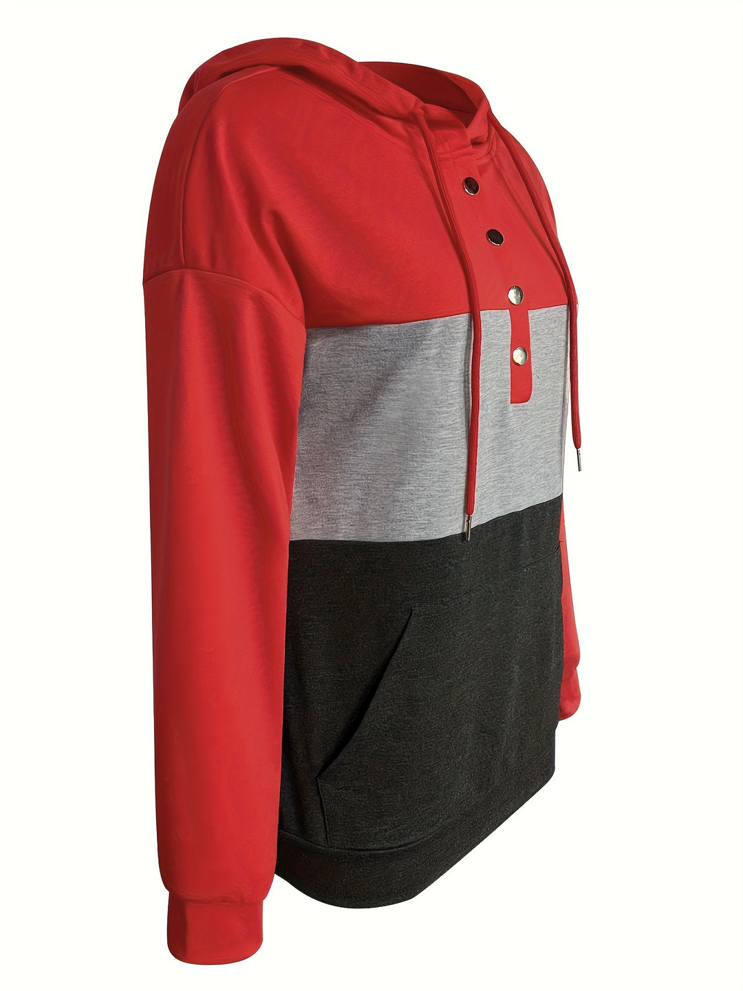 Melanie | Color Block Button-Neck Hoodie