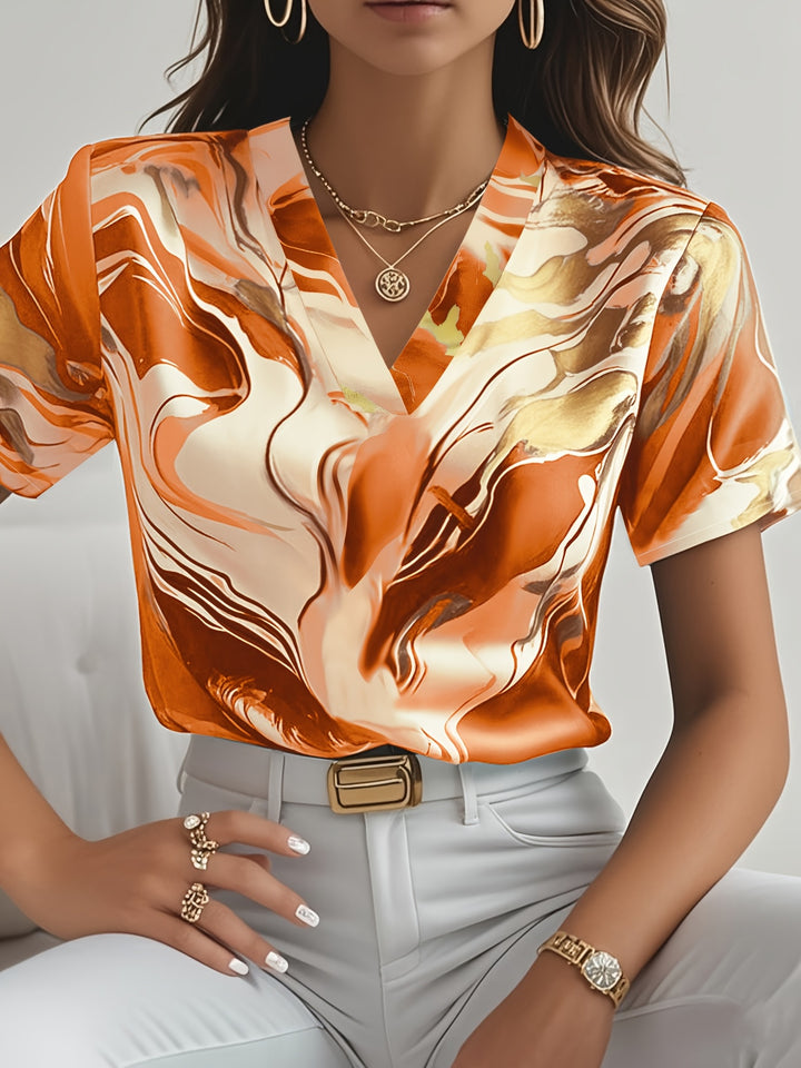Joanna | Artful Swirl-Print Blouse
