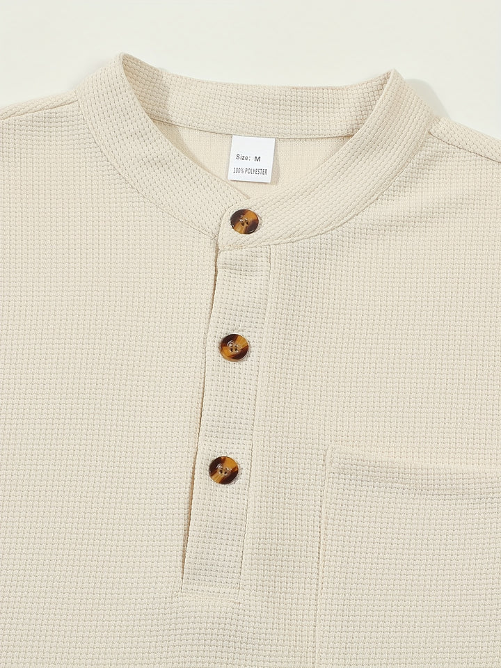 Jonathan | Textured Long Sleeve Henley Shirt