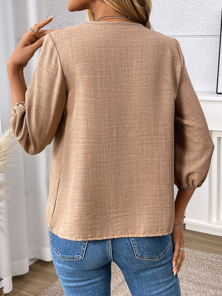 Claudia | Zip-Front V-Neck Blouse