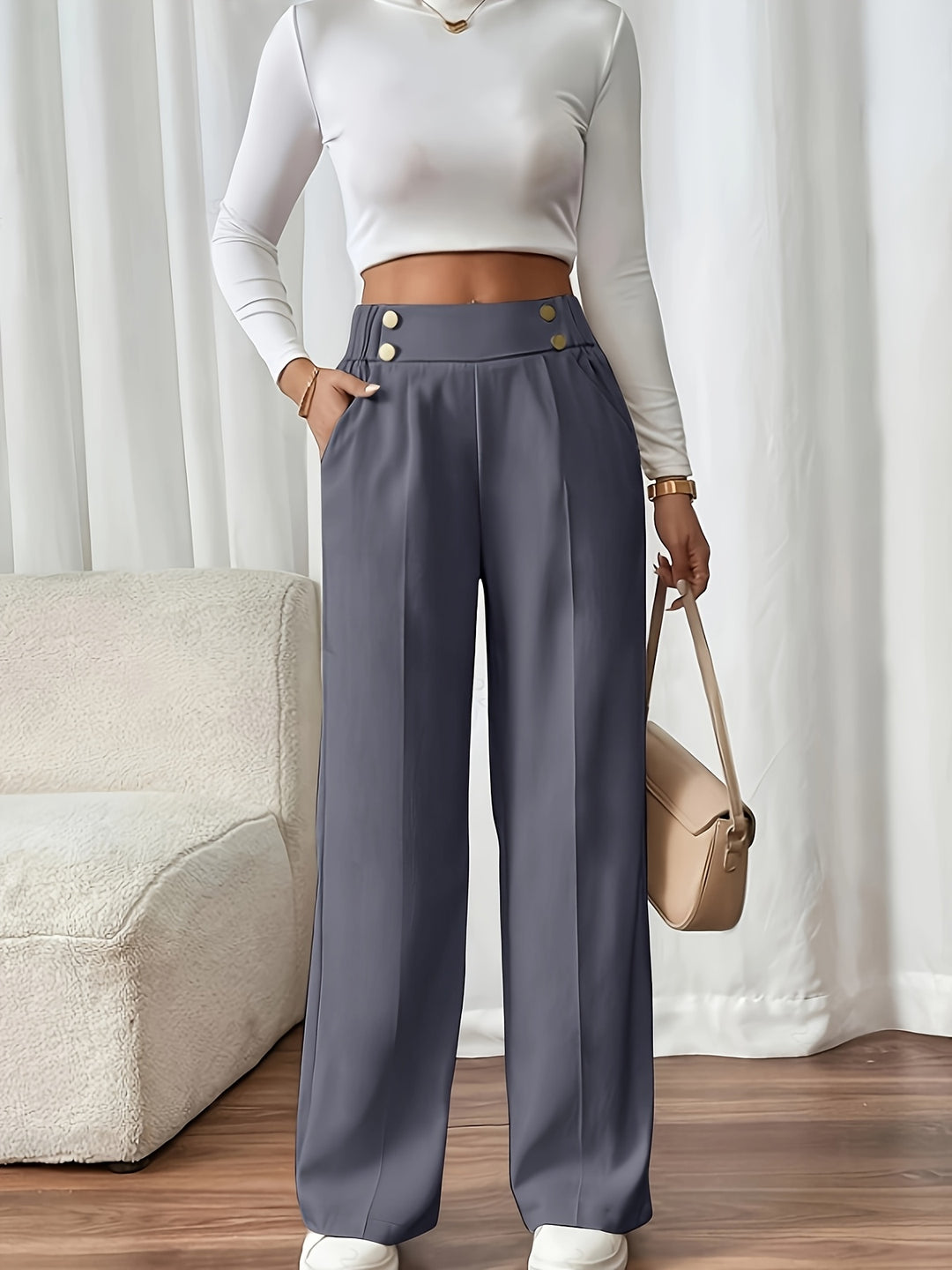 Lydia | Tailored High-Waist Wide-Leg Pants