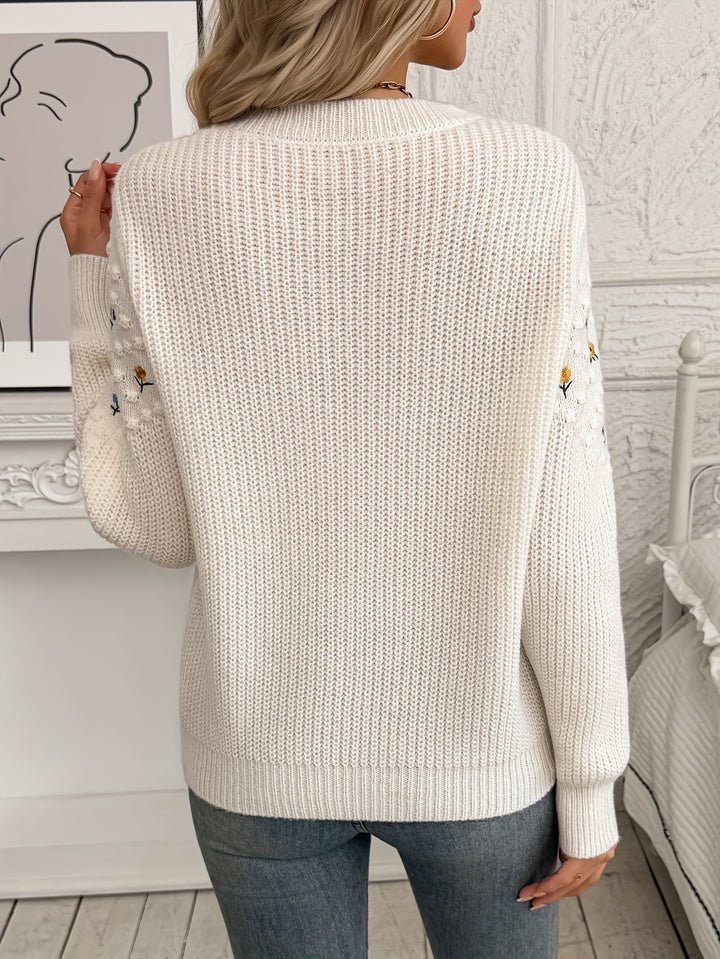 Wren | Floral Embroidered Knit Sweater