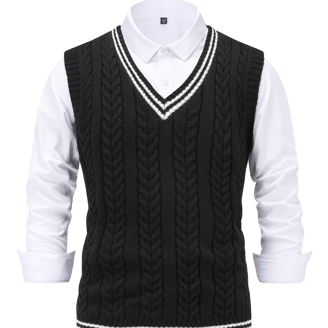 Gideon | Cable-Knit V-Neck Sweater Vest