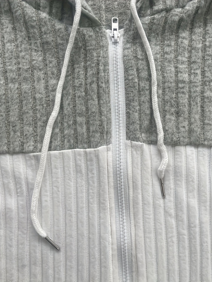 Cecilia | Textured Colour-Block Hooded Jacket