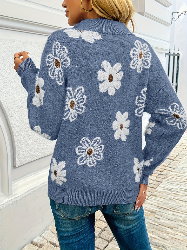 Denise | Floral Half-Zip Sweater