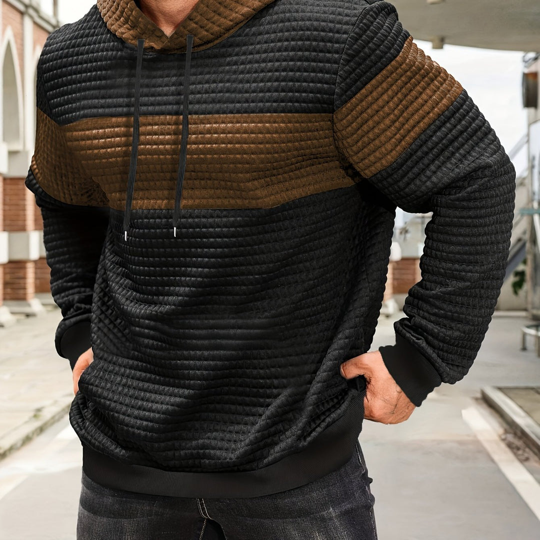 Hayes | Textured Colour-Block Hoodie
