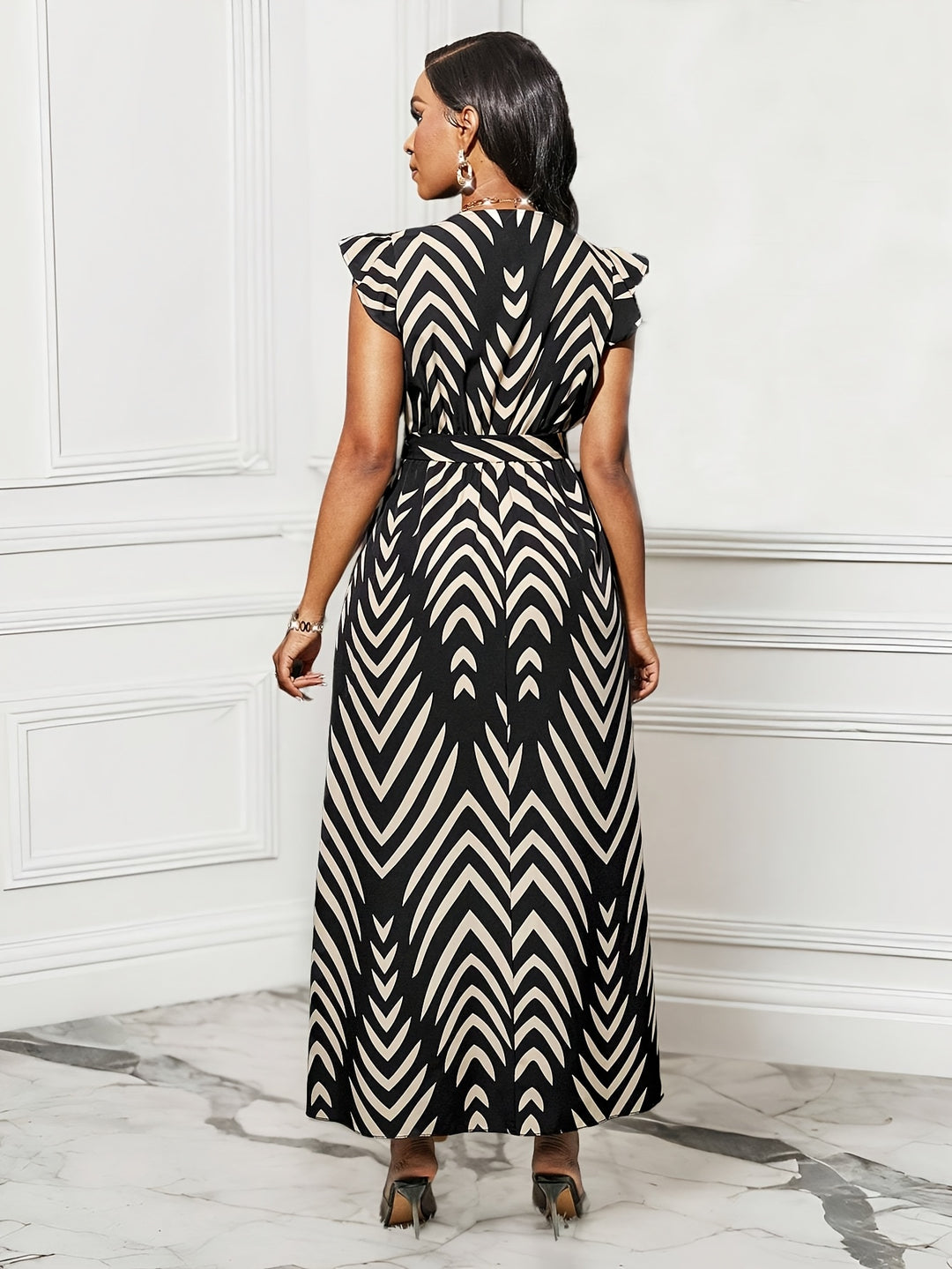 Cordelia | Ruffle-Sleeve Wrap Maxi Dress