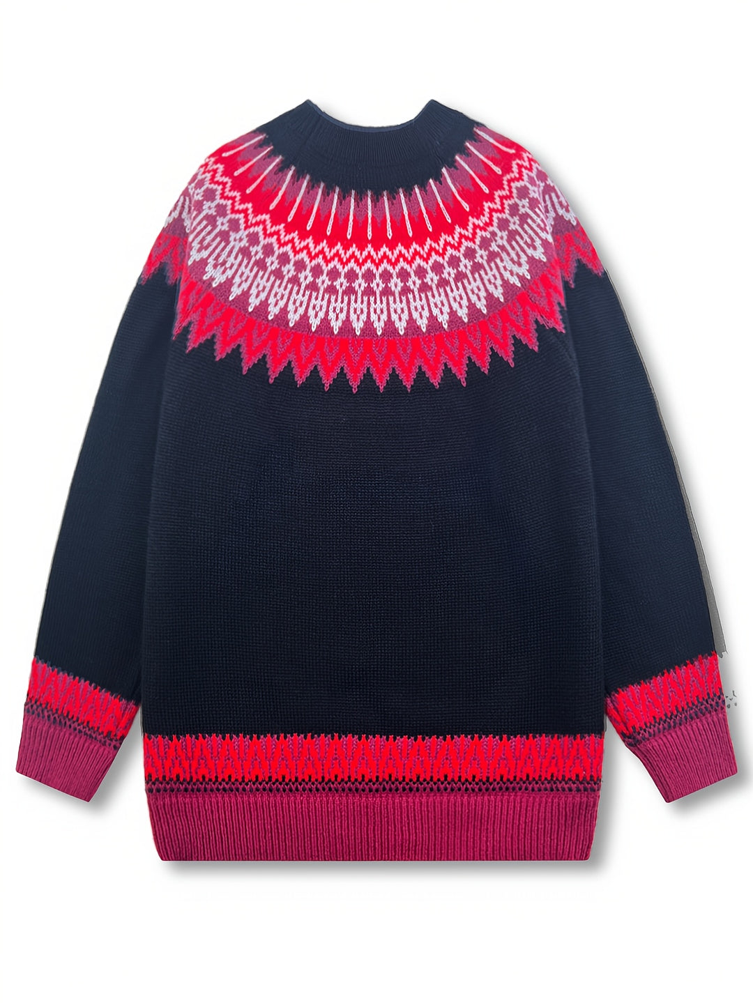Brenna | Chunky Jacquard Round Neck Sweater