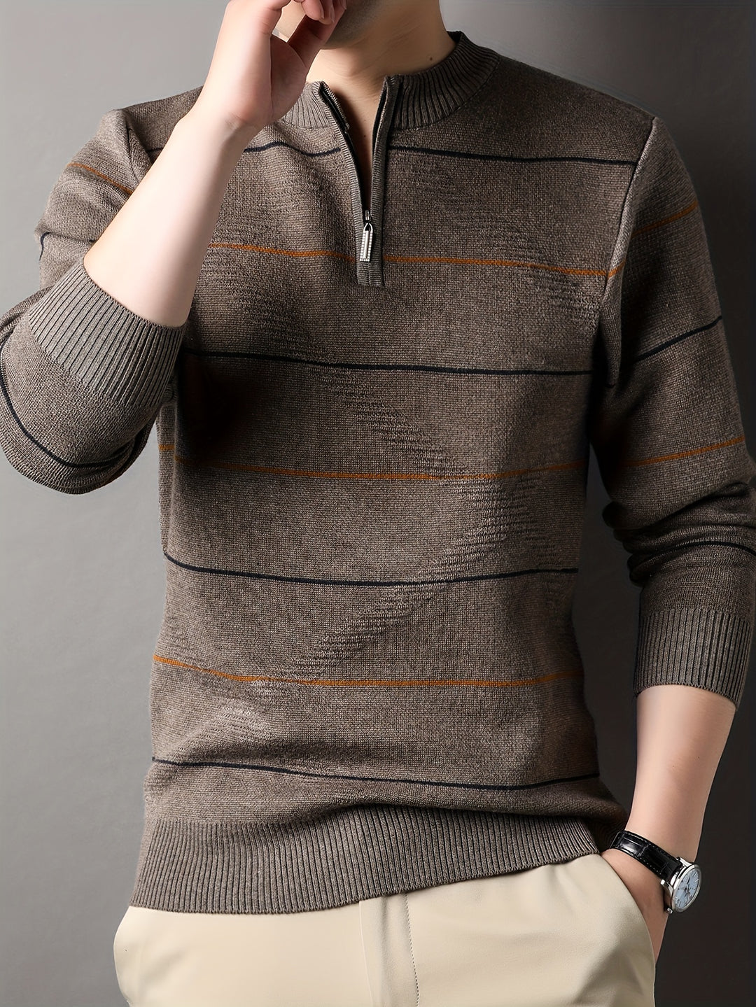 Garrick | Refined Striped Zip-Neck Sweater