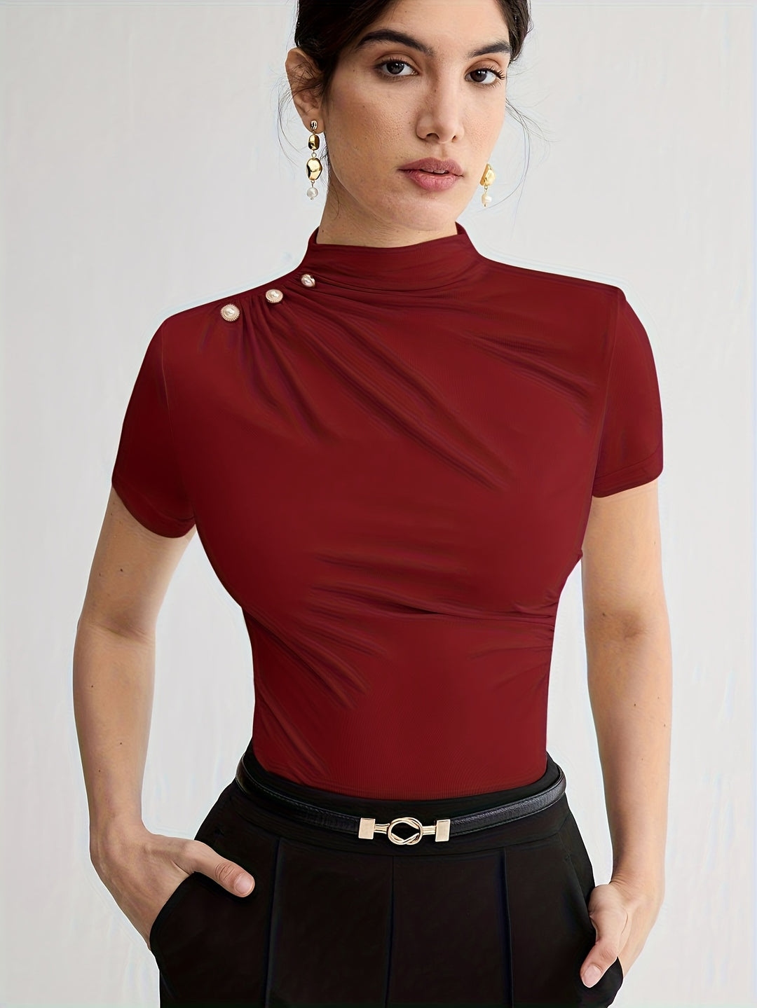 Sienna | Mock Neck Short-Sleeve Top