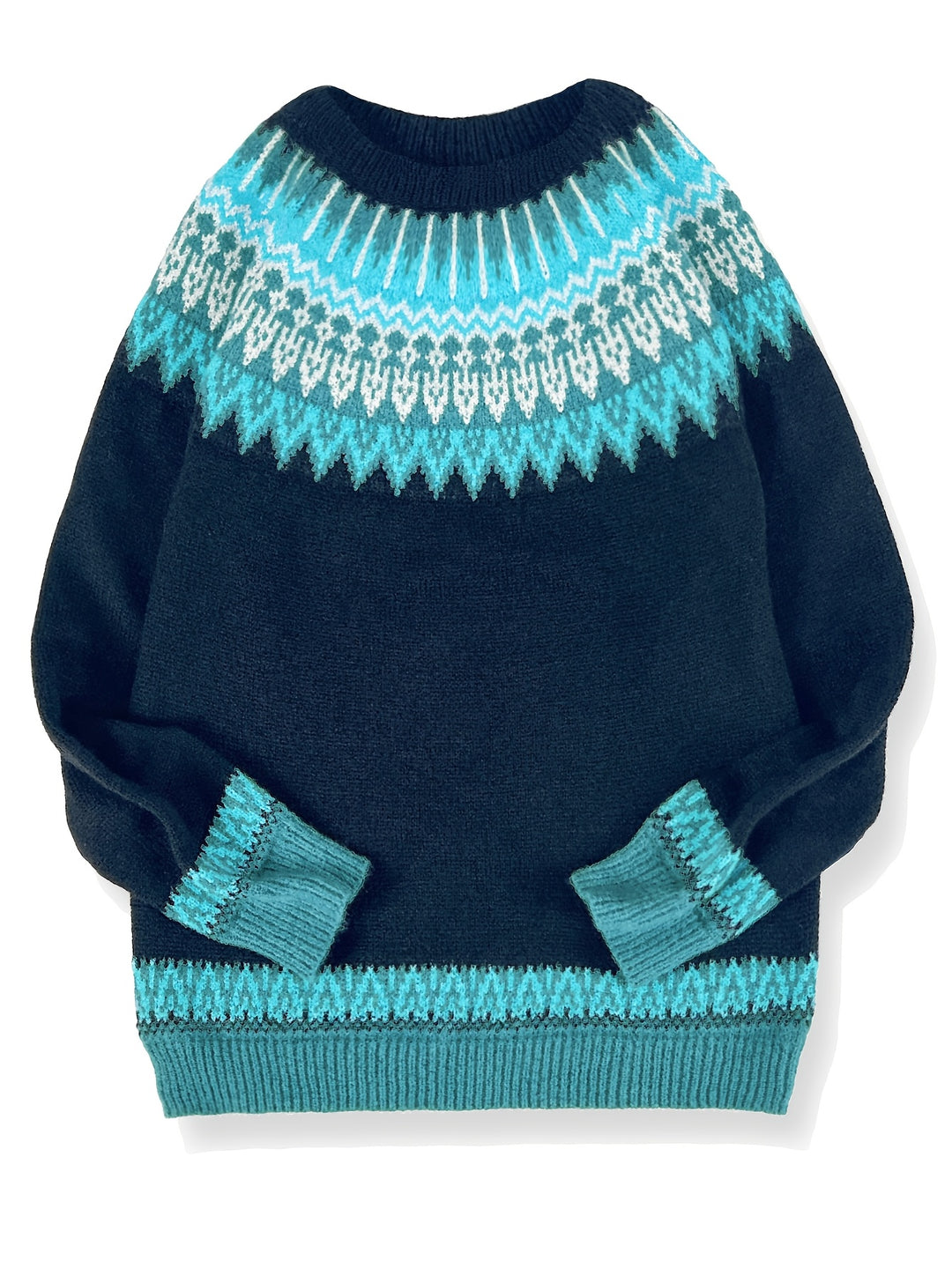 Brenna | Chunky Jacquard Round Neck Sweater