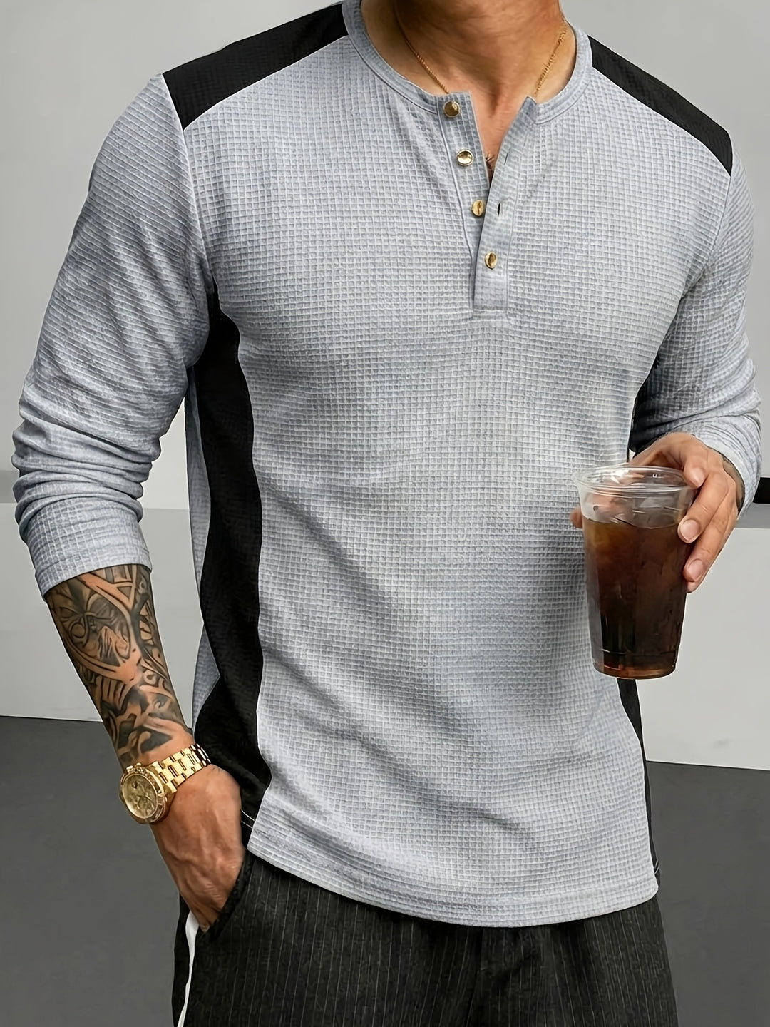 Curtis | Textured Long-Sleeve Henley