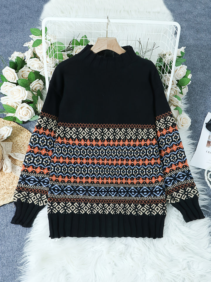Thea | Vintage Jacquard Loose-Fit Sweater