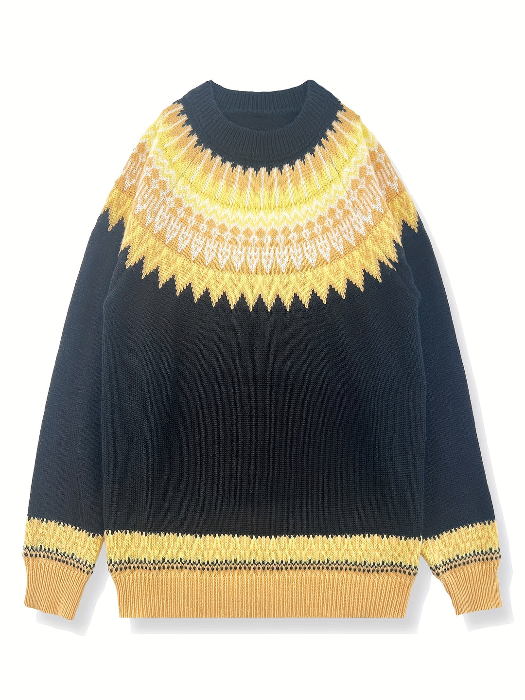 Brenna | Chunky Jacquard Round Neck Sweater