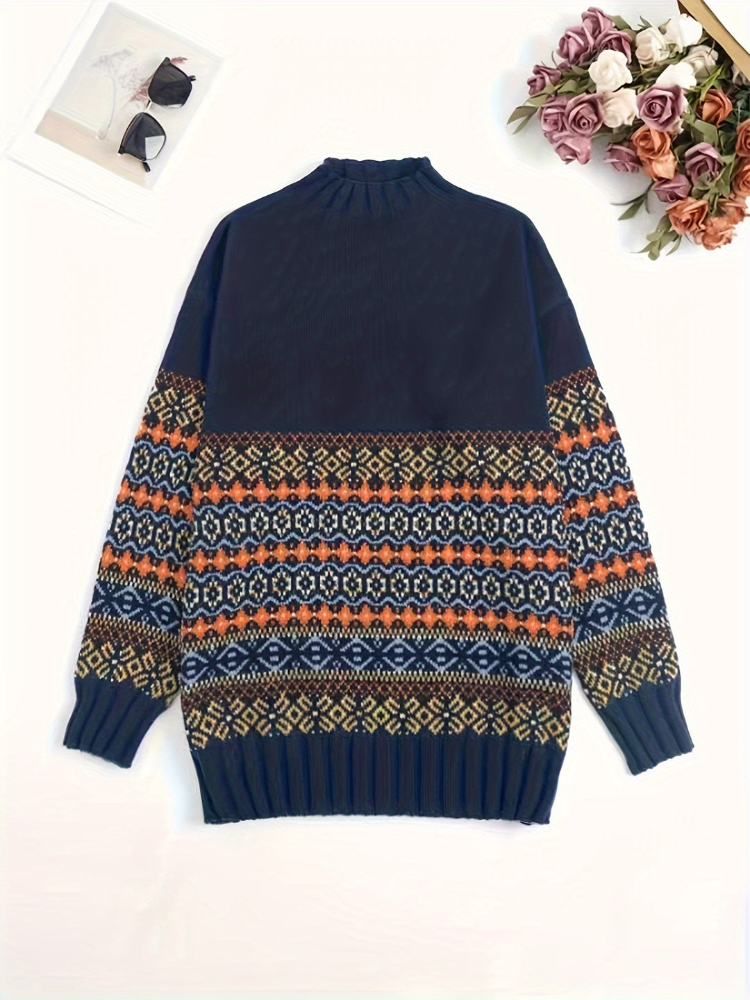 Thea | Vintage Jacquard Loose-Fit Sweater
