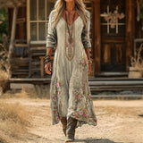 Angelica | Vintage V-Neck Long Sleeve Casual Dress