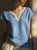Bonnie | Lace-Trim V-Neck Top