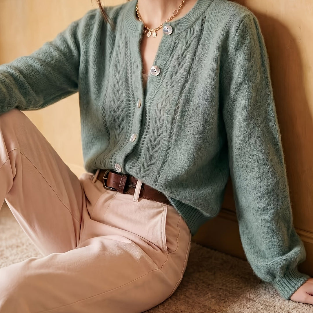 Adeline | Softly Textured Round-Neck Cardigan