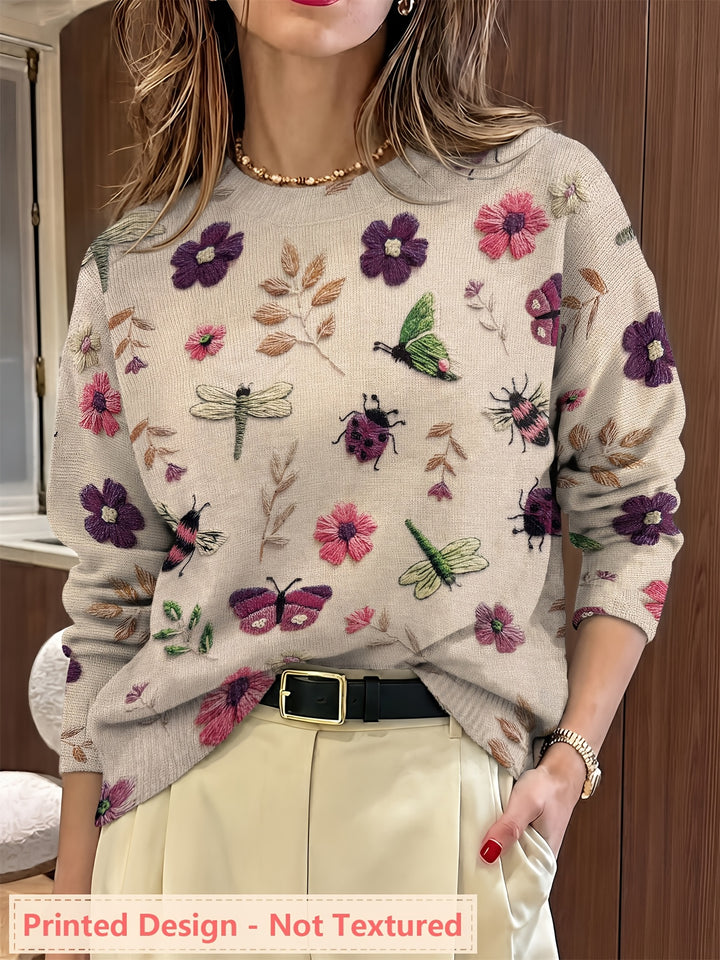 Elsie | Botanical Print Crewneck Sweater