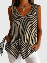 Brenda | Sleeveless Button-Front Blouse