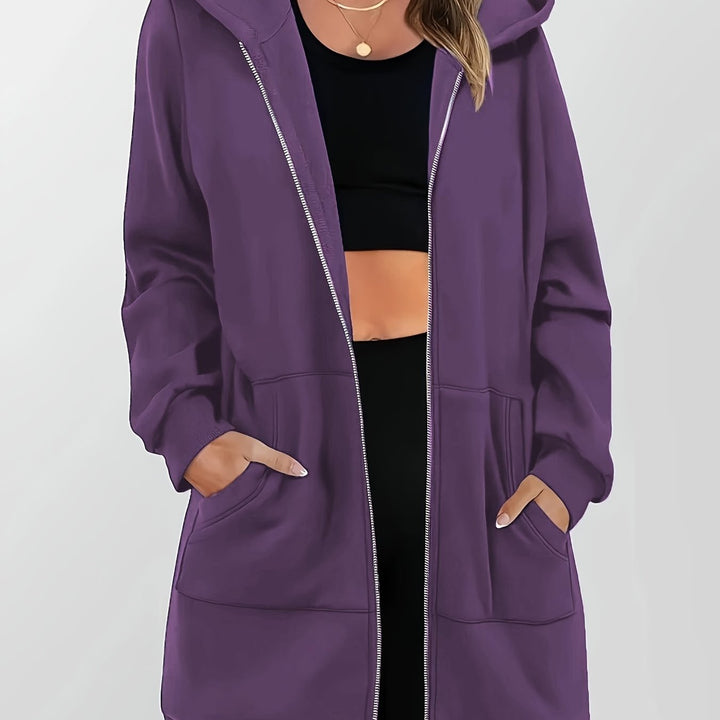 Heather | Longline Hooded Zip Jacket