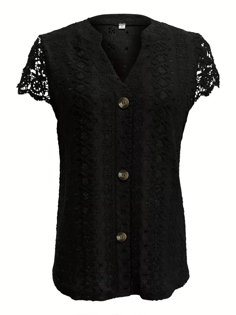 Ariana | Elegant Button V-Neck Shirt