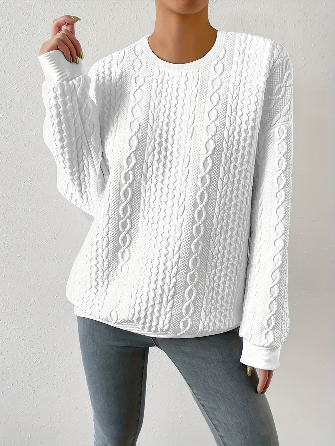 Joyce | Textured Cable-Knit Sweatshirt